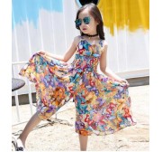 Fashion New 2017 Bohemian Print Girls Dress Summer Dresses Beach Strap Baby Dress Child Kids Dresses For Girls Clothes JW1129